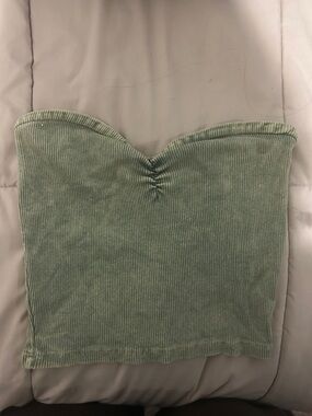 RSQ Green Ribbed Strapless Crop Top